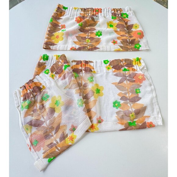 Vintage 1960s curtain valance, orange yellow brown flowers, tier panel, for 1 - Picture 7 of 10